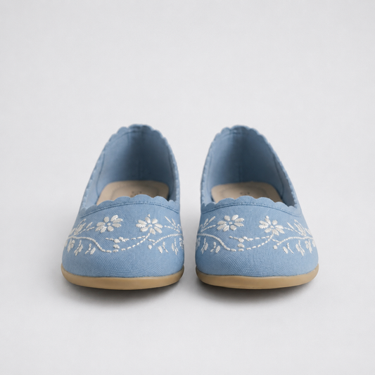 Chaussures plates en toile bleues