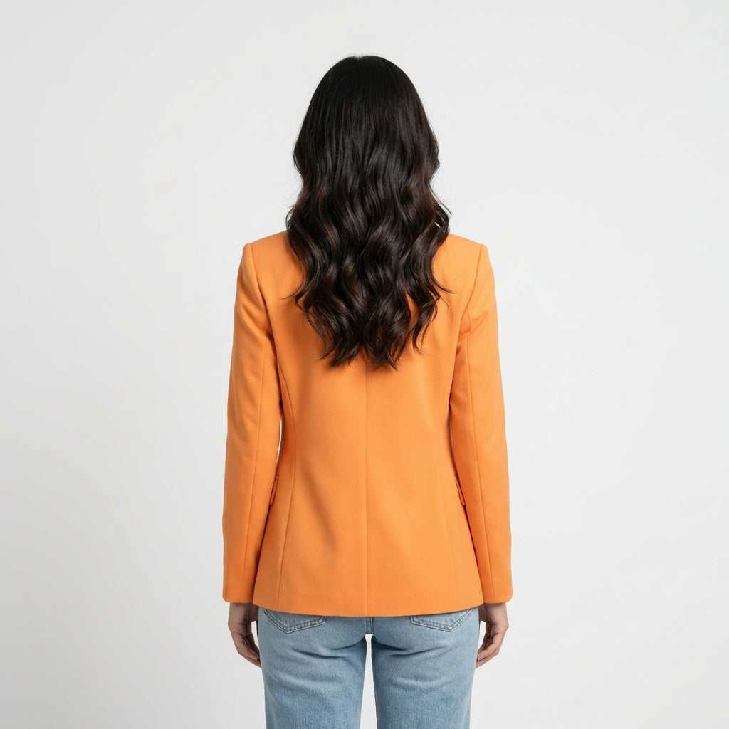 Blazer orange en coton mélangé