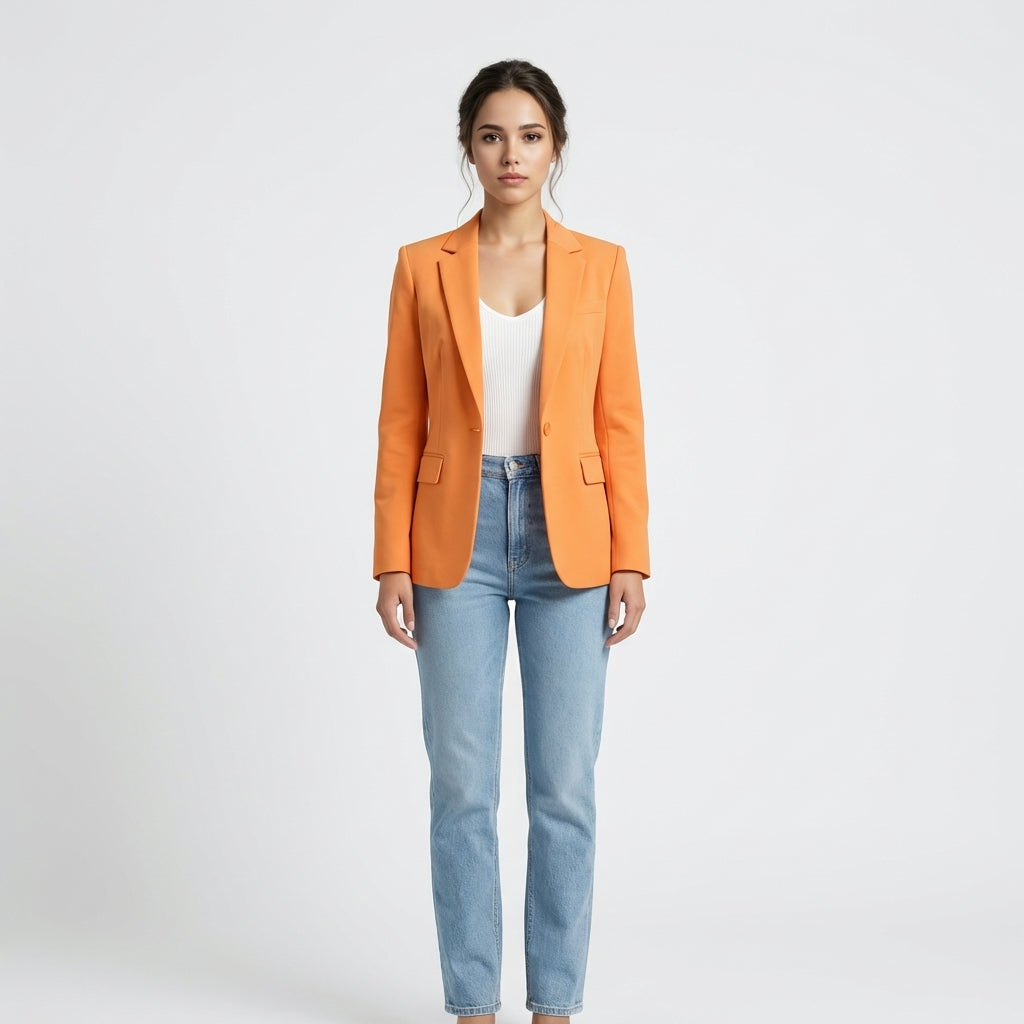 Blazer orange en coton mélangé