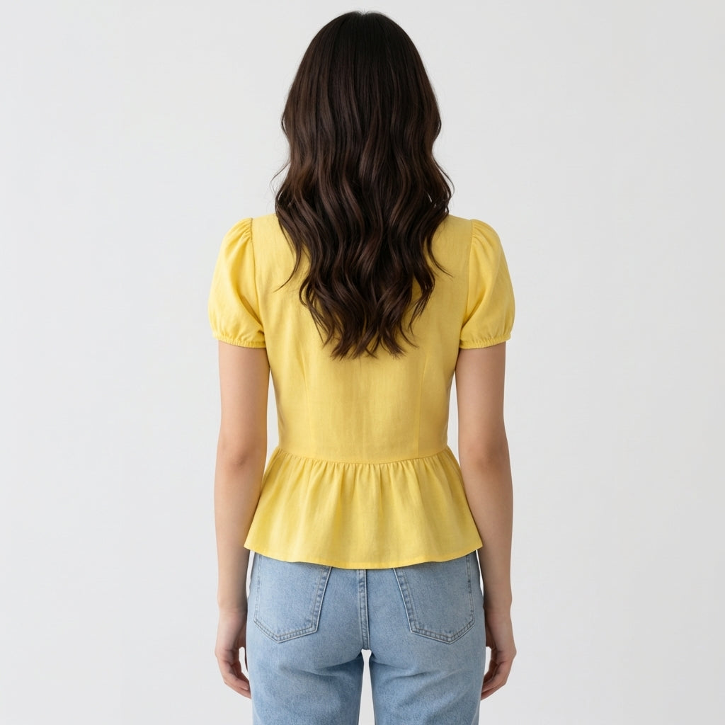Chemisier en coton jaune