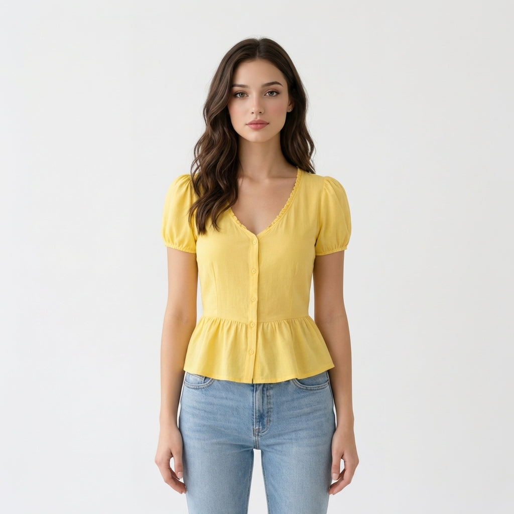 Chemisier en coton jaune