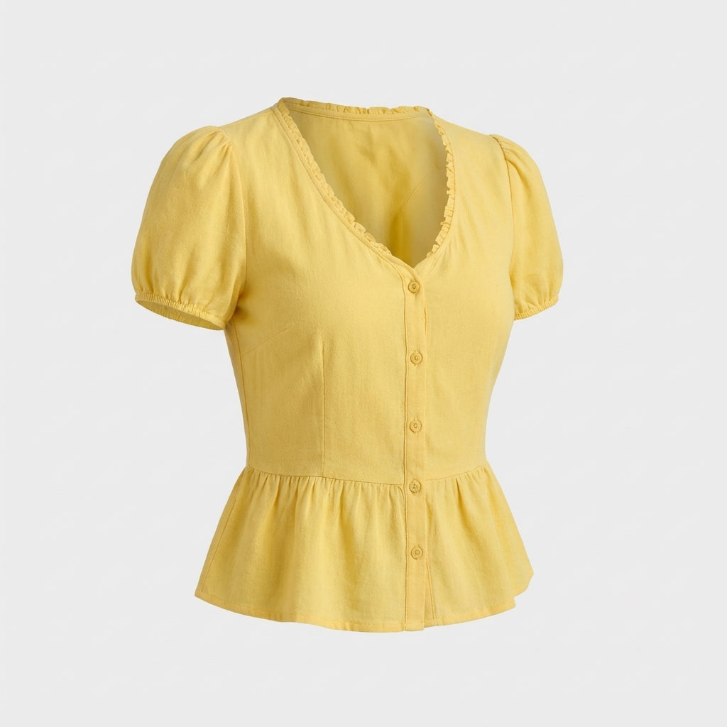Chemisier en coton jaune