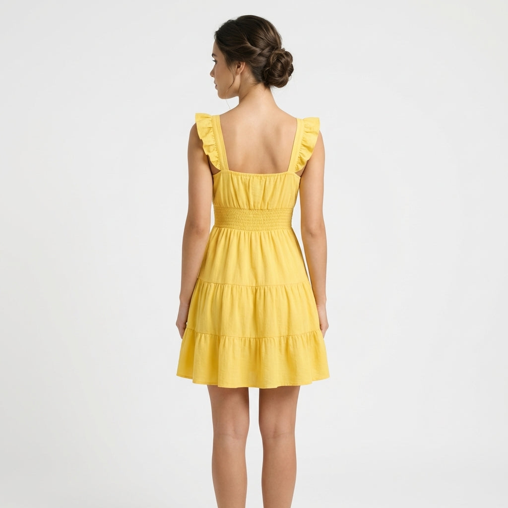 Robe en coton jaune