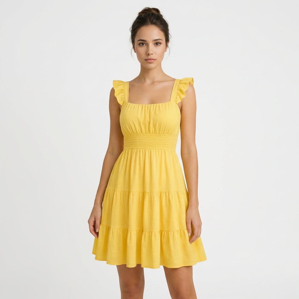 Robe en coton jaune
