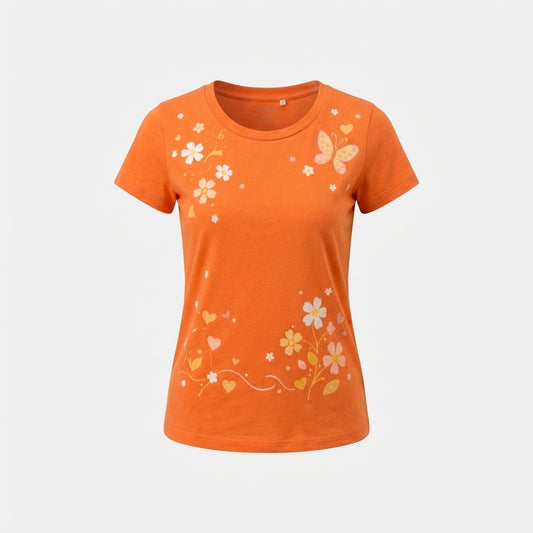 T-shirt orange en coton
