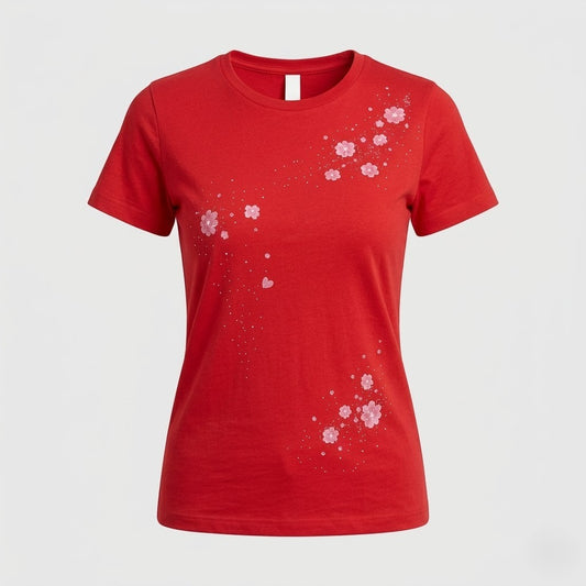 T-shirt rouge en coton