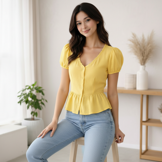 Chemisier en coton jaune