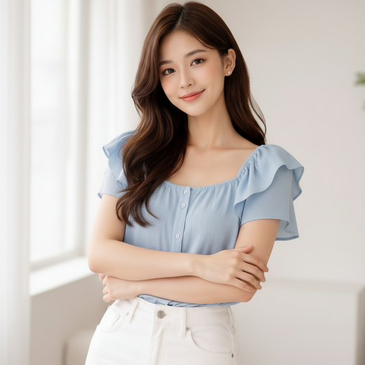 Chemisier en coton bleu