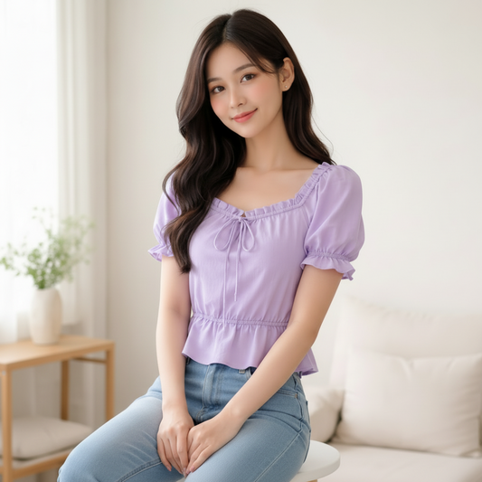 Blouse en coton violet